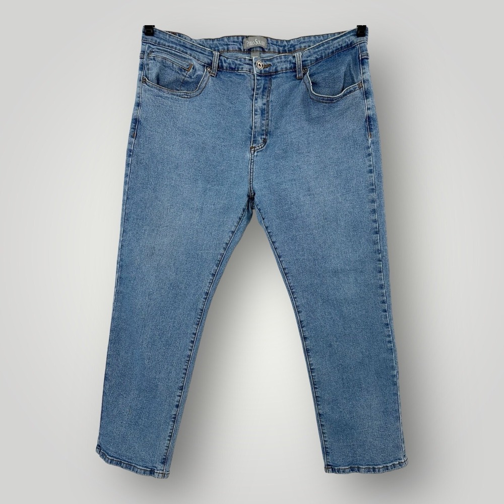 Paulo Solari Jeans Mens 42x30 Blue Straight Leg Medium Blue Wash Stretch
